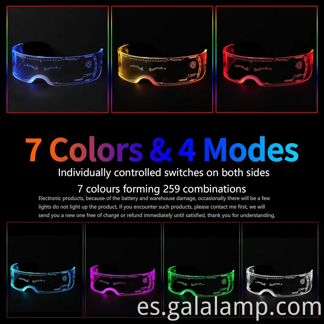 Coloridas Gafas de visión nocturna LED de alta definición Luz de gradiente